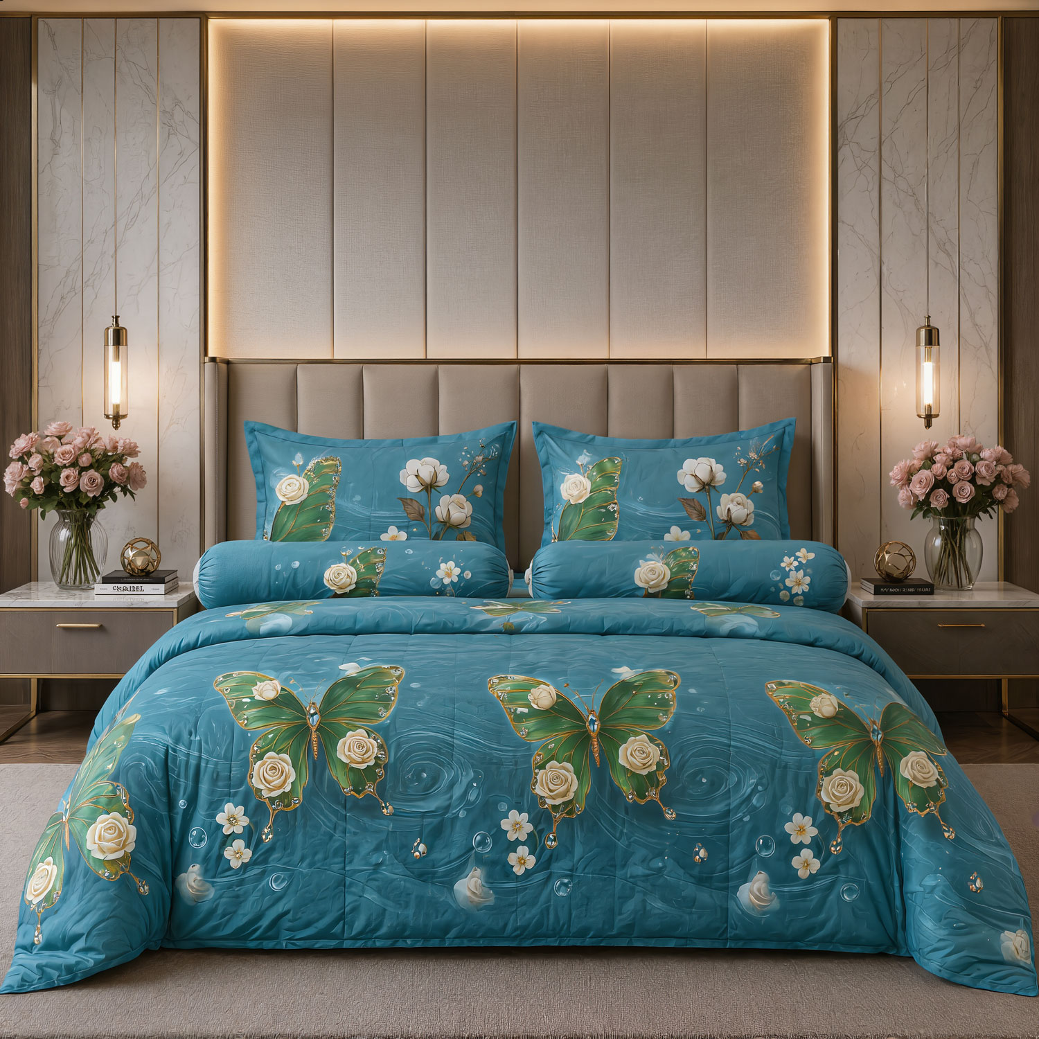 កម្រាលពូកសាច់សំឡីកប្បាស់ Jasmine Silver