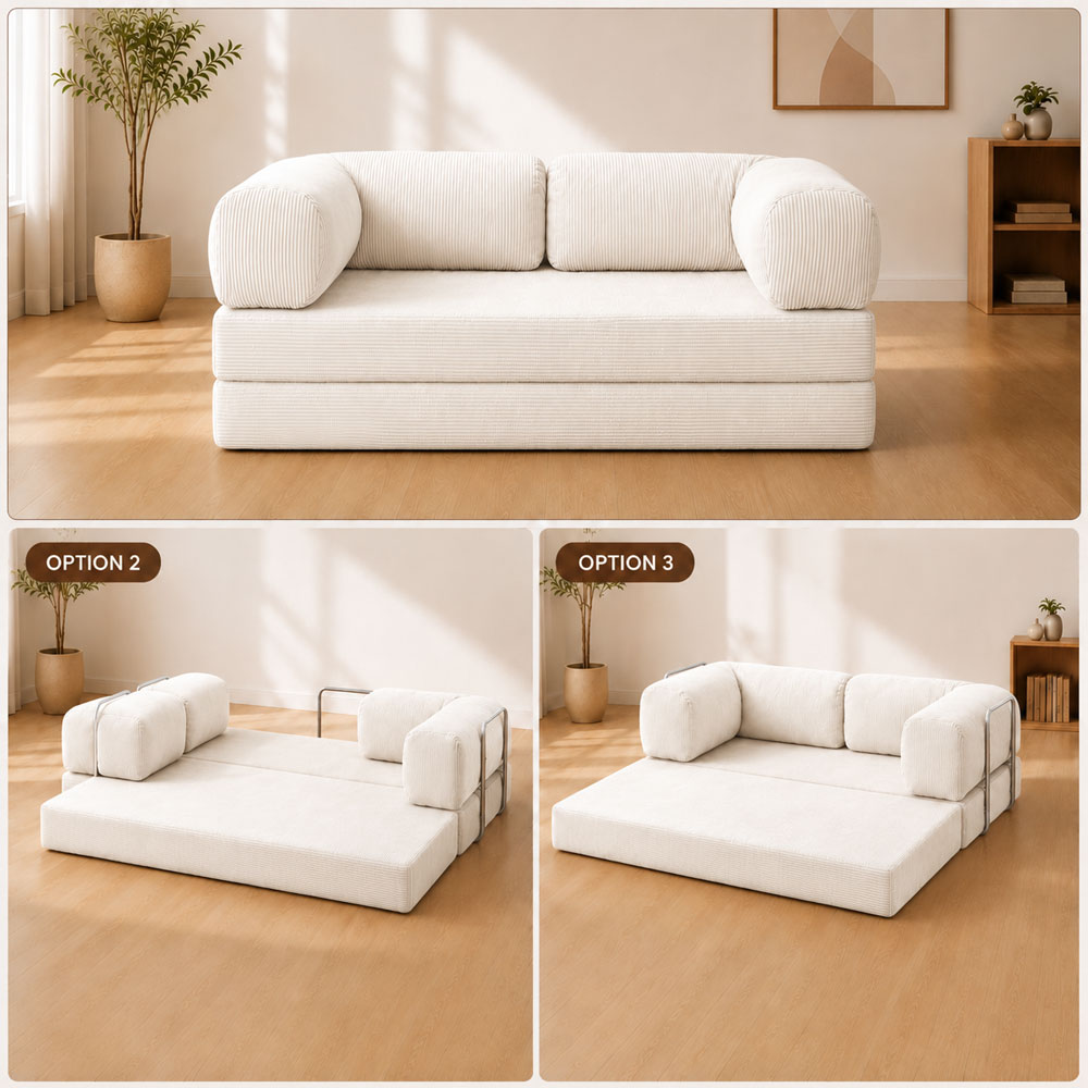 សាឡុងក្រណាត់សាច់កម្ញី 2 in 1 ថែមតុទឹកតែនិងព្រំ