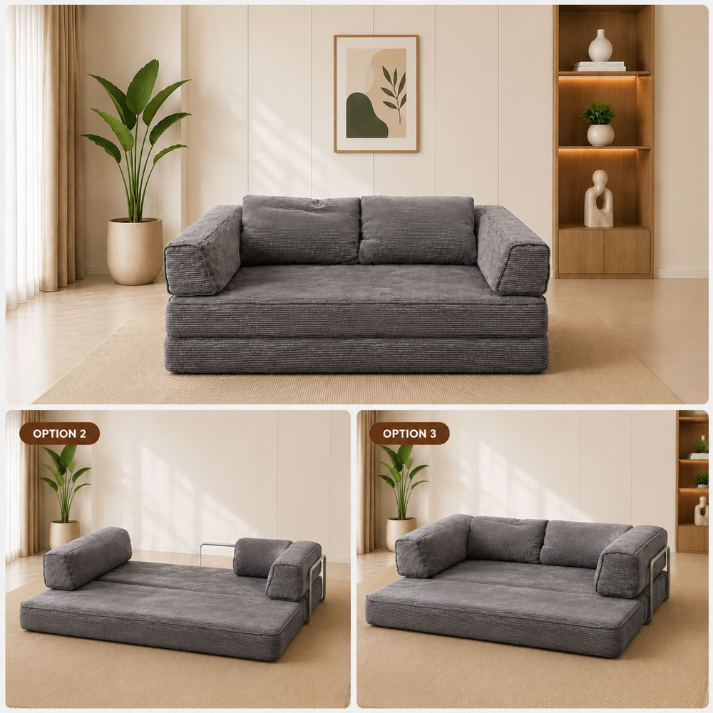 សាឡុងក្រណាត់សាច់កម្ញី 2 in 1 ថែមតុទឹកតែនិងព្រំ