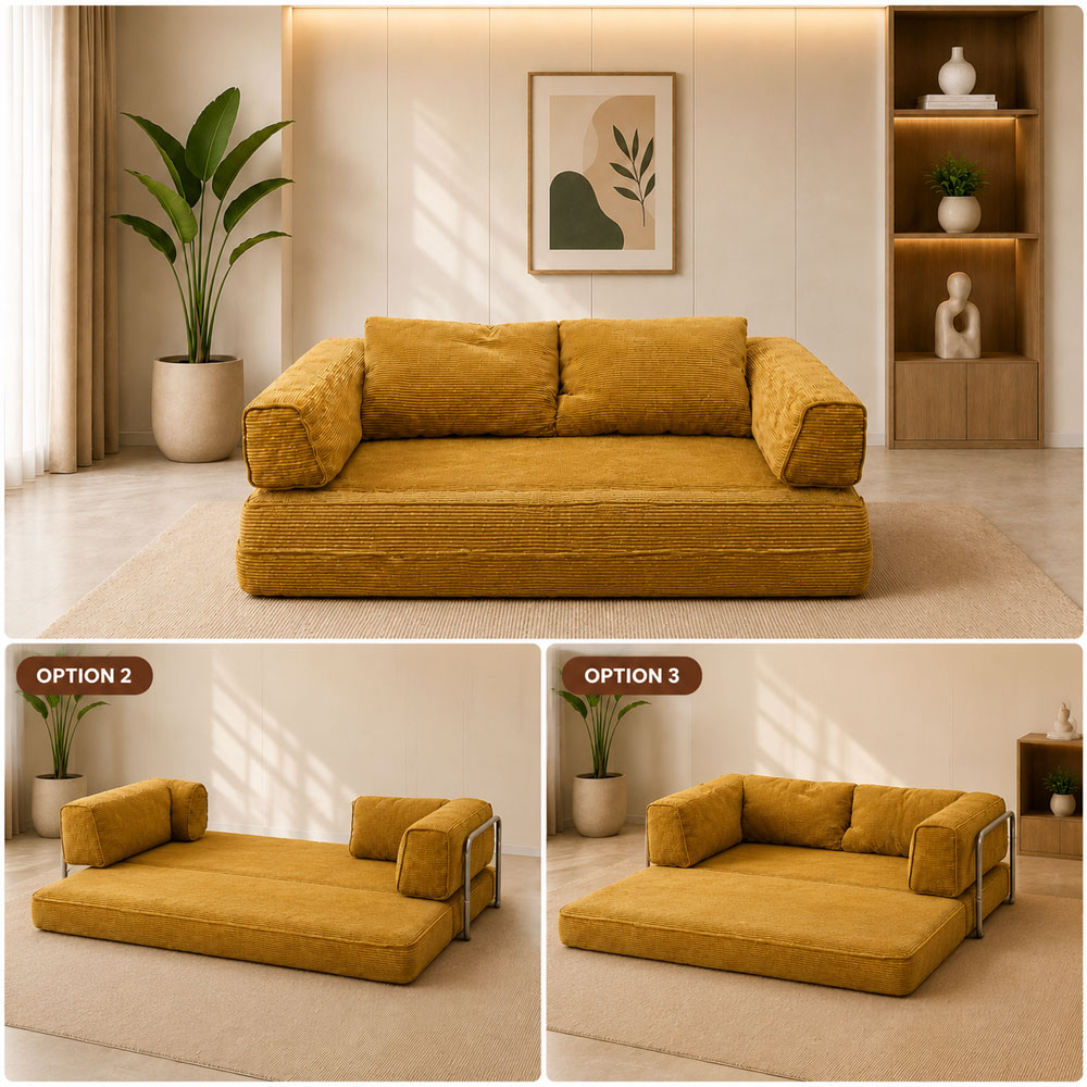 សាឡុងក្រណាត់សាច់កម្ញី 2 in 1 ថែមតុទឹកតែនិងព្រំ