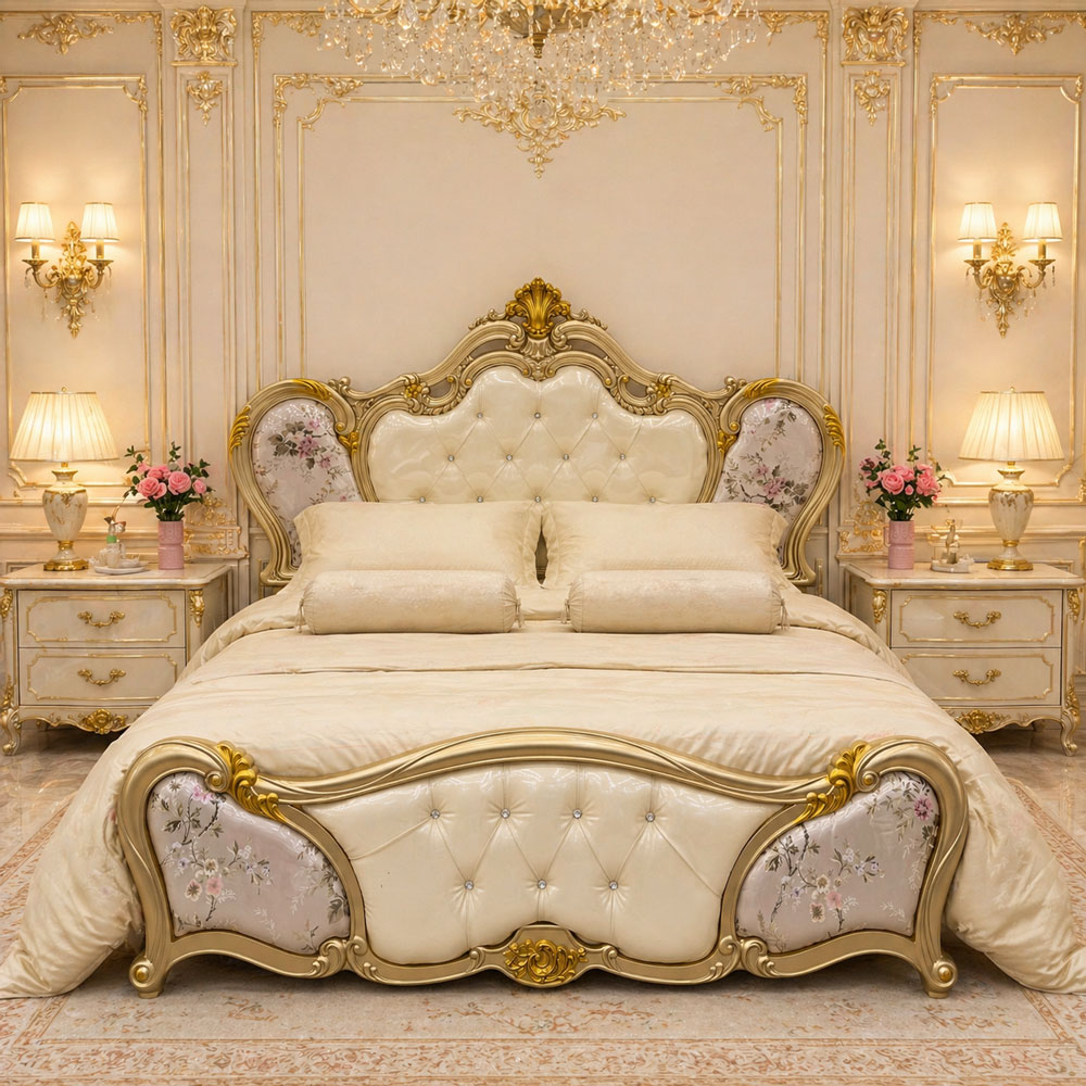 ម៉ូដគ្រែព្រះនាងខ្នាត King Size ឡាយមាស