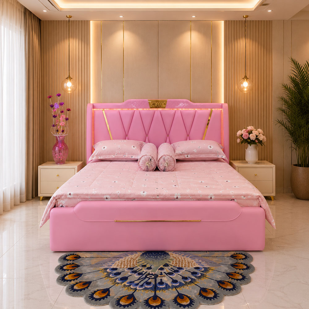 គ្រែស្បែកបំពាក់ដោយភ្លើង LED ម៉ូដទាន់សម័យ