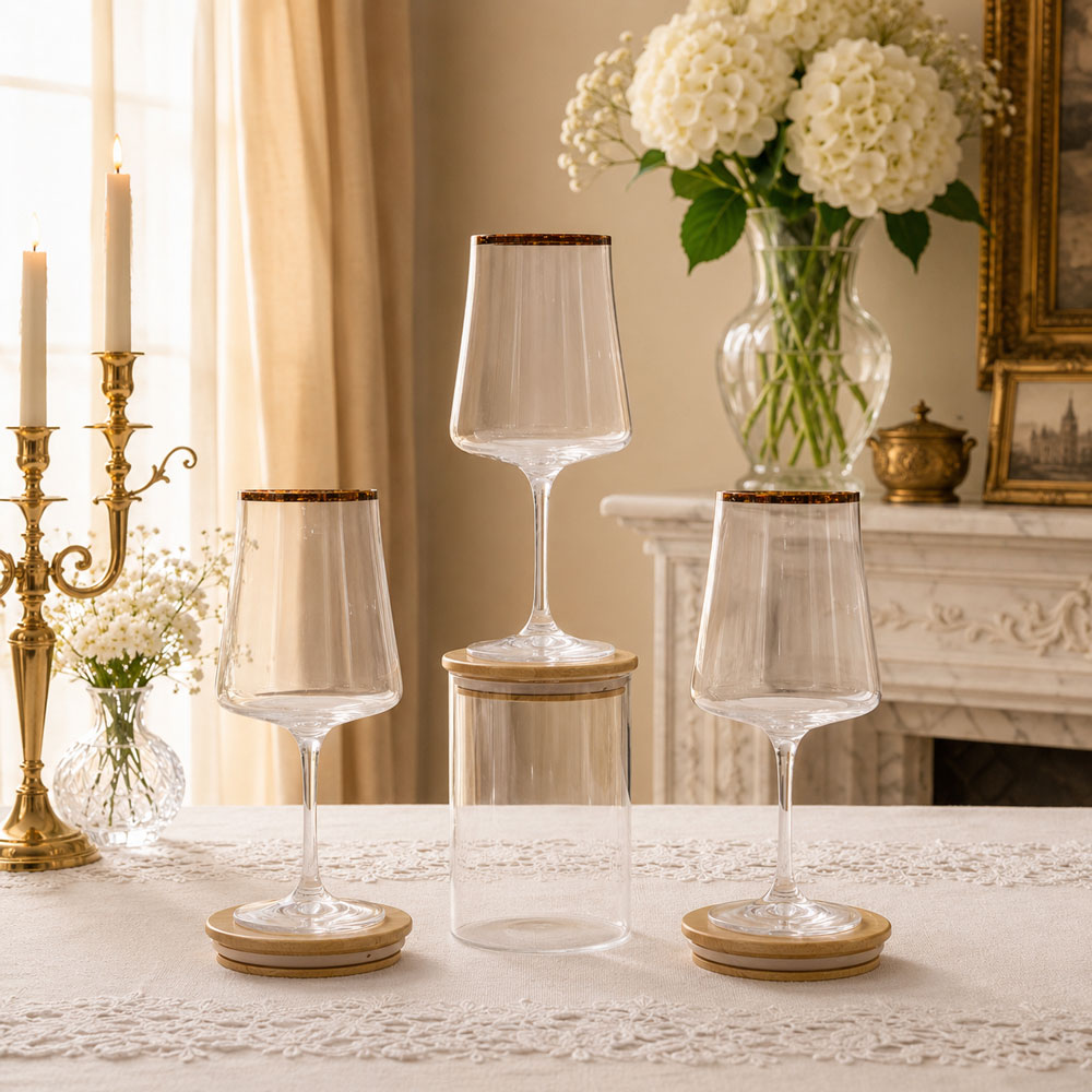 កែវស្រាប្រណិត គែមមាស Luxury Crystal Glass